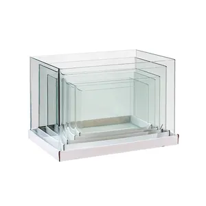 Accessori per acquari all'ingrosso della fabbrica serbatoio per piscicoltura acquari in vetro quadrato trasparente acquario da tavolo in vetro personalizzato