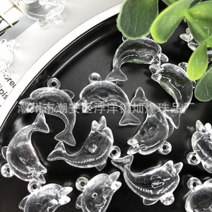 Perles acryliques en forme de dauphin transparentes, pour la création de bijoux DIY, accessoires en vrac - Product Image 3