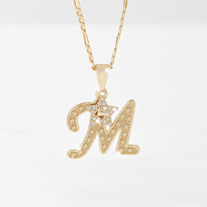 <span class=keywords><strong>Collana</strong></span> Religiosa Stile Preghiera dell'Amore <span class=keywords><strong>con</strong></span> Ciondolo a Stella e <span class=keywords><strong>Lettera</strong></span> a Forma di <span class=keywords><strong>M</strong></span>, Pendente <span class=keywords><strong>con</strong></span> Zirconi Placcato Oro per Donne - Product Image 4
