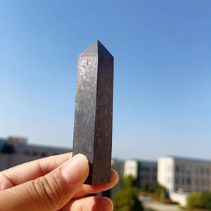 Tour de shungite pour la décoration intérieure] 1PC Tour de shungite naturelle - Pointe de cristal de quartz <span class=keywords><strong>noir</strong></span> poli pour Thanksgiving - Product Image 3