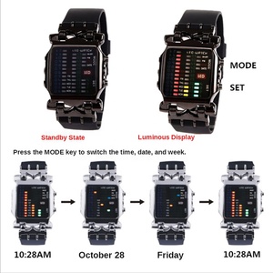 Großhandel Luxus Matrix Herren Armbanduhr led montre-Armband modisch Krabbe Freizeituhr binär Digital elektronische Uhr - Product Image 5