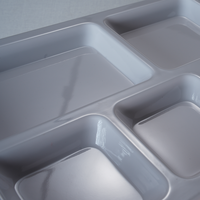 Plateau en mélamine céladon personnalisable de 14 pouces, durable, super ustensile de cuisine, en plastique, pour restaurants de restauration rapide, assiettes à 6 compartiments