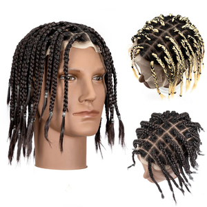 BLT Naturel Noir Cheveux Humains Mélange <span class=keywords><strong>Blond</strong></span> Synthétique 48 Mèches Tresses Carrées Rallongements Dreadlocks Toupet pour Hommes en Stock - Product Image 1