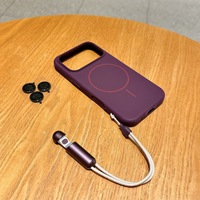 Coque de téléphone portable en silicone liquide magnétique avec support et lanière pour iPhone 18 Pro Max avec film de protection d'objectif, compatible avec iPhone 17 Pro Max
