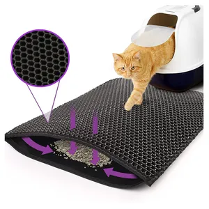 Tapis de trappeur de litière pour chat à double couche imperméable tapis de litière pour chat eva