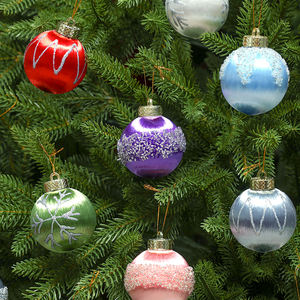 TANGXI Boules <span class=keywords><strong>de</strong></span> Noël transparentes faites à la main <span class=keywords><strong>de</strong></span> 6 cm, décorations neuves peintes <span class=keywords><strong>au</strong></span> <span class=keywords><strong>fil</strong></span> <span class=keywords><strong>de</strong></span> <span class=keywords><strong>soie</strong></span> pour pendentifs d'arbre, ornements <span class=keywords><strong>de</strong></span> Noël, lot <span class=keywords><strong>de</strong></span> 16 - Product Image 5