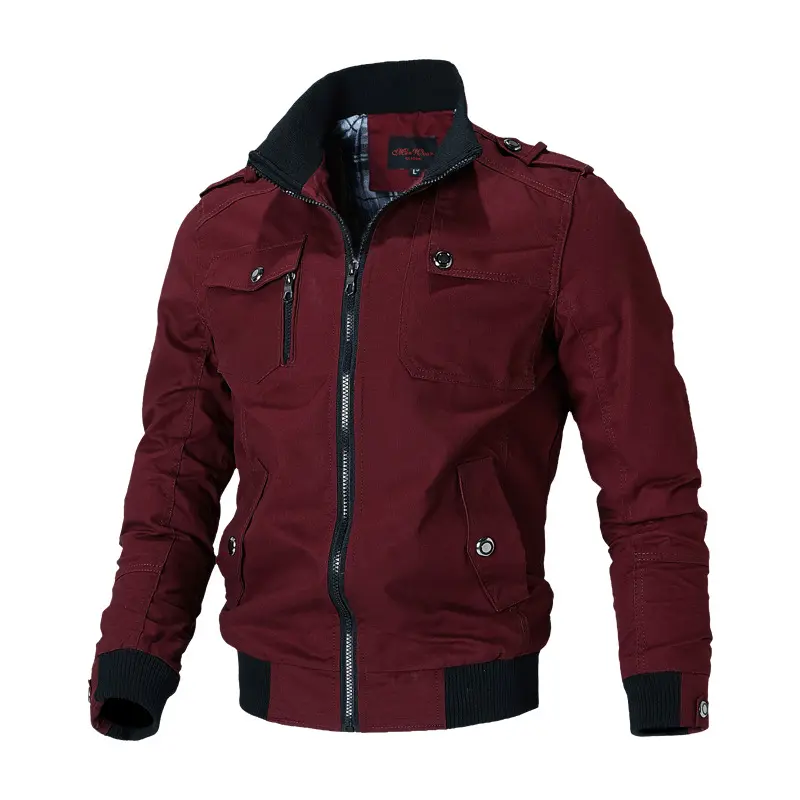 D0802ME10 Stand-up Collar Men's Washed Jacket Cotton Workwear Outdoor Casual Jacket She Fashion