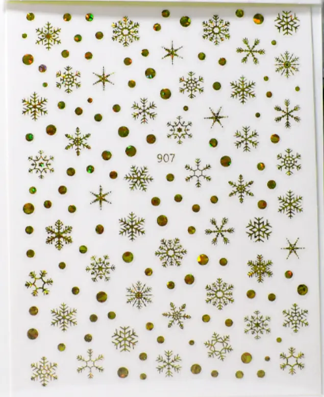 สติกเกอร์ติดเล็บรูปเกล็ดหิมะ3D วัสดุพีวีซี JO907-JO912แบบเกล็ดหิมะสำหรับตกแต่งเล็บ