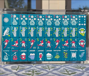 Kit de Mahjong Américain Personnalisé Thème Ski, Tuiles de Mahjong Flocon de Neige et Motif Skieur pour Cabane d'Hiver et <span class=keywords><strong>Jeux</strong></span> de Réunion de Noël - Product Image 3