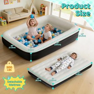 Black and White Kids <b>Inflatable</b> Travel Bed with Safety Rails for Toddlers Camping Home - Product Image 2