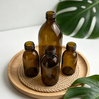 Bouteille en verre vide cylindrique ambrée en gros avec bouchon à vis, diffuseur d'aromathérapie multi-usages, flacon pour huiles essentielles et médicaments