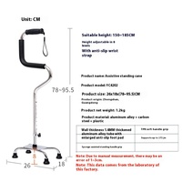 Béquilles multifonctionnelles légères à quatre pattes pour personnes âgées handicapées et handicapées Canne antidérapante