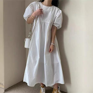 2025 verano Japón y Corea del Sur Lotte nuevo japonés ins suelto y fino cuello redondo Vestido de manga corta falda de mujer - Product Image 3