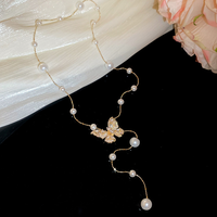 Français Long géométrique fleur perle collier mode chandail chaîne lumière luxe pour femmes mode pendentif colliers en gros