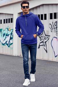 <b>Hoodie</b> Mens 1/4 <b>Zip</b> Sweatshirts Casual Long Sleeve Classic Drawstring Pullover Tops Loose Sports Jacket with <b>Pocket</b> - Product Image 3