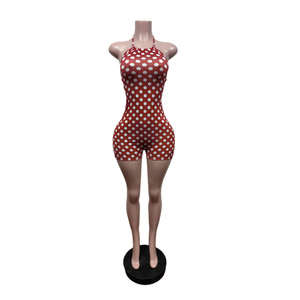 Viviblook Z401RP Nuevo Mono de Verano para Mujer, Halter sin Espalda, Estampado, de Puntos, con Cordones, Tallas Grandes, ¡Venta Caliente! - Product Image 5