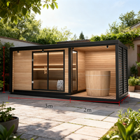 Sauna extérieur commercial carré symétrique, grande cabine à vapeur traditionnelle pour 10 personnes, idéale pour hôtel, jardin, bien-être
