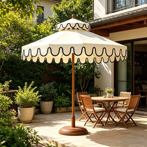 <span class=keywords><strong>Parasol</strong></span> de marché haut de gamme de 2,7 m à bord festonné, double toit, résistant au vent, en fer, <span class=keywords><strong>pour</strong></span> projets de cafés, terrasses et restaurants - Product Image 1