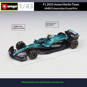 <span class=keywords><strong>Burago</strong></span> 1:43 Aston Martin <span class=keywords><strong>F1</strong></span> Modèle AMR25 Formule 1 Voiture de Simulation Véhicule 14 #   10 #   43 #   Voiture miniature Alonso Redbull - Product Image 3