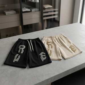 Shorts pour hommes personnalisés en tissu éponge 100% coton, respirants, style urbain, avec strass, cordon de serrage central, couleur unie, OEM ODM, tissu doux de qualité supérieure - Product Image 2