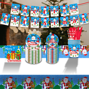 Platos de fiesta de Navidad muñeco de nieve platos de papel desechables invierno vacaciones cena postre platos Navidad lindo festivo vajilla - Product Image 3