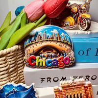 Aimant de réfrigérateur magnétique créatif en forme de porte aux nuages de Chicago, États-Unis, souvenir de voyage, décoration d'intérieur, objet de collection