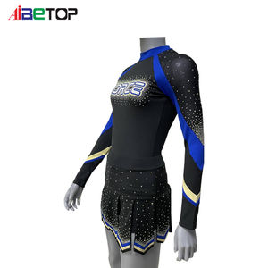 Uniformes de porristas de manga larga con diamantes de imitación para mujeres y niñas, <span class=keywords><strong>disfraz</strong></span> de <span class=keywords><strong>animadora</strong></span> con mangas para la temporada de <span class=keywords><strong>invierno</strong></span> - Product Image 5