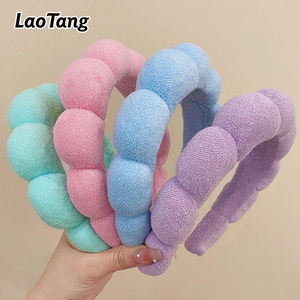 عصابات رأس إسفنجية من لاوتانغ للنساء والفتيات، ربطة شعر منتفخة، إكسسوارات شعر ريترو من قماش تيري للماكياج والسبا - Product Image 1