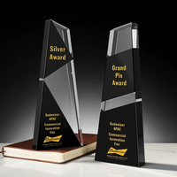 Trophée noir personnalisé de luxe Plaque en cristal de qualité supérieure Prix des employés Trophées et médailles d'appréciation d'honneur d'anniversaire