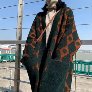 Xu hướng mùa thu mùa đông của phụ nữ áo len Hàn Quốc Lớn Túi thời trang lỏng cộng với kích thước cardigan Áo len