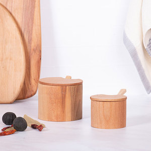 Excellent Class Premium Bulk Mini Seasoning Box <b>Kitchen</b> <b>Storage</b> With Spoon 8cm Wooden Spice Jar - Product Image 5