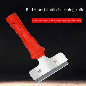 سكين تنظيف صغير بمقبض أحمر، مكشطة زجاج، مزيل غراء، سكين دفع البلاط، سكين إزالة النتوءات، مكشطة يدوية بمقبض طويل - Product Image 6