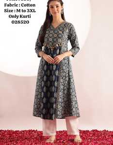 Kurti sencillo con estampado Jaipuri puro en algodón 60-60, la mejor calidad para el verano - Product Image 5