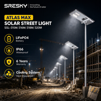 Lampe solaire routière SRESKY avec garantie de 6 ans, 100W 140W 160W 200W, lampadaire solaire LED extérieur étanche pour projets d'ingénierie