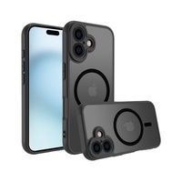 Coque de protection magnétique mate en TPU+PC à design plat avec anneau magnétique, écologique, compatible avec iPhone 17 18
