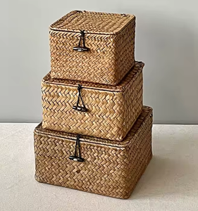 GREENCRAFT Seagrass organizador de ropa estilo bohemio tejido ecológico 10-20L capacidad ligera transpirable caja de almacenamiento - Product Image 5