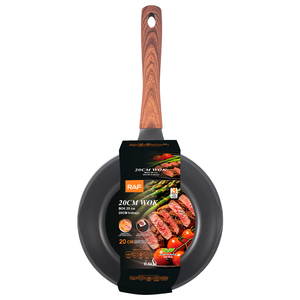 <span class=keywords><strong>Wok</strong></span> Plano RAF R.5424 de 20 cm con Mango Largo con Aspecto de Madera, Revestimiento Fácil de Limpiar y Base Compuesta para Hornillas Eléctricas, de Gas e Inducción - Product Image 3