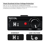 Controlador de nivel RCA universal Recoil LCVT con voltímetro digital y termómetro - Perilla de control de ganancia de amplificador integrada en el tablero y perilla de bajos remota