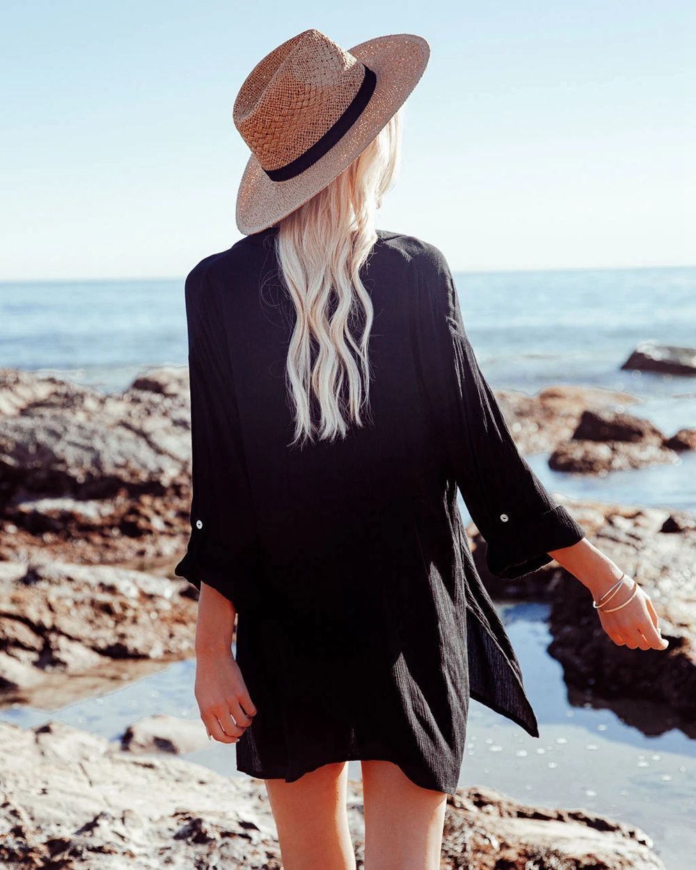 Robe T-shirt Plage Noir à Pois Blancs - Simplement Beach - Taille 40 - Neuve Avec étiquettes