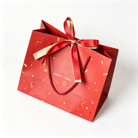 Bolsa de Regalo al por Mayor con Logotipo Impreso en Dorado y Lazo de Satén para Regalos Navideños, Compras y Empaque Promocional de Marca