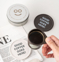 Sous-verre en céramique écologique, support de tasse, accessoire de café, résistant à la chaleur, minimaliste, haut de gamme, personnalisable avec logo, emballage en boîte métallique