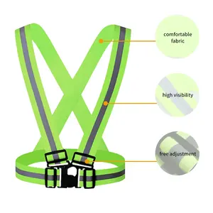 سترة أمان للجري الليلي مع حزام مرن عاكس للضوء، ملابس أمان مرورية فلورية، ملابس أمان للطرق - Product Image 6