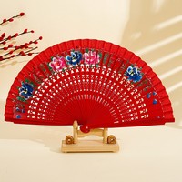 Kipas Tangan Lipat Kayu Cetak Bunga Buatan Tangan, Hadiah Promosi Kerajinan Kayu, Pertunjukan Tari Flamenco Gaya Spanyol