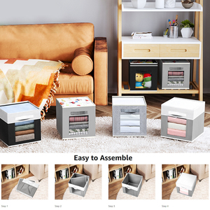 Caja de Almacenamiento de Ropa Plegable de Tela de 3 Piezas con Diseño Abierto y Asa, Venta al Por Mayor - Product Image 6