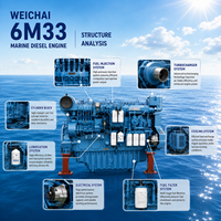 Moteur diesel marin Weichai Baudouin 6M33 1500 tr/min 1800 tr/min pour bateaux de pêche et navires de marchandises