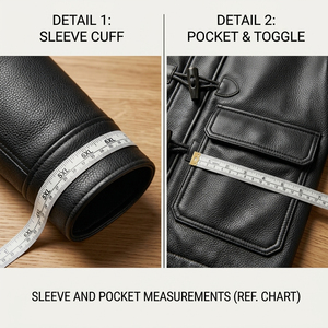 Abrigo de Cuero Genuino para Hombre, Estilo Workwear, Impermeable, Chaqueta de Invierno, Corte Regular, Doble Botonadura, Color Sólido, Poliéster - Product Image 5