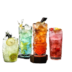Juego de Vasos de Cóctel <span class=keywords><strong>Tiki</strong></span> Transparentes Modernos con Tallo Largo para Fiestas Tropicales - Vasos de Vidrio Sodocálcico de Lujo de 250 ml Personalizados - Product Image 1