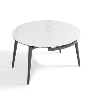 Factory Direct Sales Multifunctional Luxury <strong>White</strong> Marble Top Carbon Steel <strong>Round</strong> Extendable <strong>Dining</strong> <strong>Table</strong> - Product Image 6