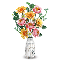 Vente en gros Bloc de construction Bouquet Vase Fleurs artificielles Bouquet de roses Brique de construction Ensemble de jouets