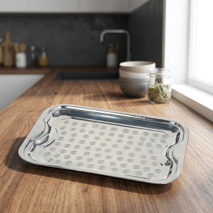 <b>Stainless</b> <b>Steel</b> Dollar Serving Trays Dishes-Eco-Friendly Dishwasher & <b>Microwave</b> Safe Polished Finish - Product Image 2